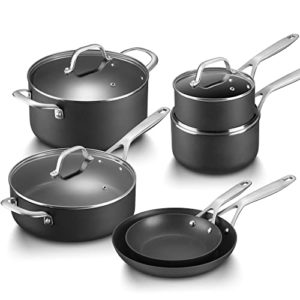 Fadware Pots and Pans Set Nonstick 10-Piece, Hard Anodized Nonstick Cookware Set, PFOA Free Pans for Cooking Scratch Resistant, Non Stick Saucepan Sets (Non-Induction Cookware)