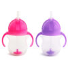 7 Oz 2 Pack Any Angle Weighted Straw Trainer Cup with Click Lock Lid Pink/Purple