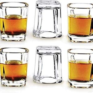 Circleware 42801 Swanky Heavy Base Whiskey Shot Glasses, Set of 6, Party Home Entertainment Dining Beverage Drinking Glassware for Brandy, Liquor, Bar Decor, Jello Cups, 2.2 oz, Clear