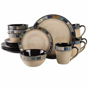 Gibson Elite 114339.16R Casa Azul Round Reactive Glaze Stoneware Dinnerware Set, Blue