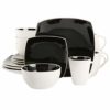 Gibson Elite Soho Lounge Stoneware Reactive Glaze Dinnerware Set for 4 (16 Pieces), Black