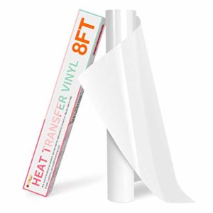 Heat Transfer Vinyl - 12In x 8Ft White HTV Vinyl Roll,White Iron on Vinyl Roll for Cricut & Cameo - Easy to Cut & Weed for Heat Vinyl Design(White)