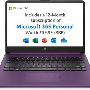 HP Stream 14" Laptop PC 14s-fq0000sa, AMD 3020e, 4GB RAM, 64GB eMMC, HD, Burgundy with Microsoft 365 Personal 12 months included