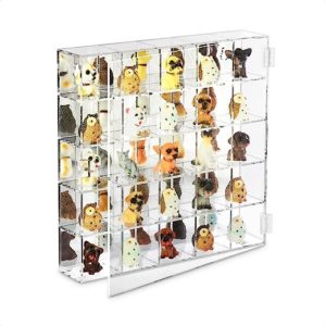 Ikee Design Mountable 25 Compartments Acrylic Display Case Cabinet Stand with Mirrored Back - Display Shelves for Collectibles, Gemstone and Figures, 10.7" W x 2 "D x 10.5" H