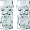 Pack of 4 - 16oz - Heavy Base Whiskey Shot Glasses Universal Cocktail Glasses Party Home and Entertainment Dining Beverage Drinking Glassware Brandy Liquor Bar Decor (Screaming Tiki,)
