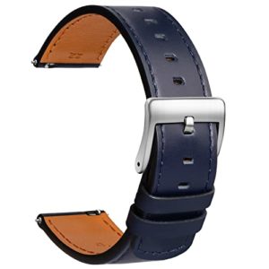 TStrap Leather Watch Strap 20mm - Quick Release Watch Band Blue Soft - Sport Watch Straps for Men Women Replacement - Smart Watch Bracelet Clasp - 18mm 19mm 20mm 21mm 22mm