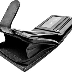 Wallets Mens Slim RFID Blocking Genuine Leather with Zip Coin Pocket, Banknote Compartments, Card Holders Pouch ID Window. Wallet for Men with Gift Box