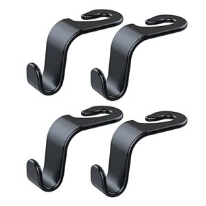 Wislter 4 Pack Car Seat Headrest Hook Car Purse Hook for All Vehicle Car Handbag Clothes Coats Grocery Bags, Black