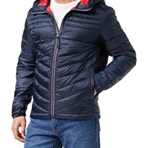 Jack & Jones Mens JJE Hero Puffer Hood Jacket - Navy Blazer - L