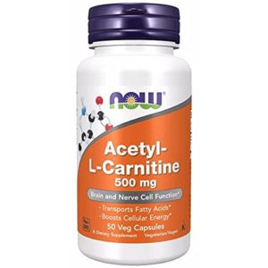 Now Foods, Acetyl-L-Carnitine, 500mg, 50 Vegan Capsules, Lab-Tested, Amino Acid, Gluten Free, SOYA Free, Vegetarian