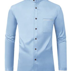 SWISSWELL Men's Dress Shirt Long Sleeve Stretch Button Down Collar Casual Shirts with Pocket, 1036-blue White, Medium