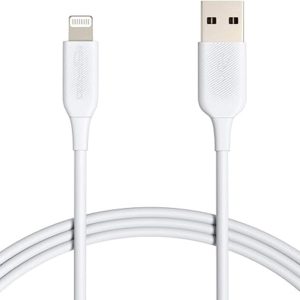 Amazon Basics Lightning to USB A Cable - MFi Certified iPhone Charger, White, 1.8 m