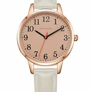 BRIGADA Women's Watch Elegant Watch for Women Leather Band Ladies Watch for Women Waterproof, Quartz Movement