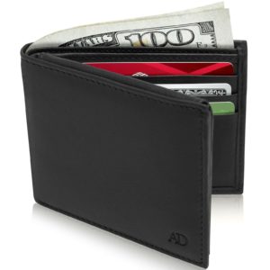 Genuine Leather Minimalist Bifold Wallets For Men RFID Blocking Slim Mens Wallet