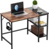 HOMIDEC Office Desk, Computer Desk With Bookshelf PC Study Writing Desk for Home Working with Storage Shelves, Desks & Workstations for Home Office Bedroom, 100x50x75cm