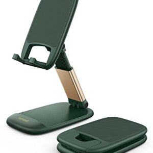 Lamicall Adjustable Phone Stand for Desk - Foldable Phone Holder Cradle Dock for iPhone 14 Pro Max Plus, 13 12 Pro Max Mini, 11 Pro, Xs, XR, X, 8, 6s, SE, Samsung S22 S21, 4"-8" Mobile Phones - Green