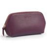 LONDO Genuine Leather Makeup Bag Cosmetic Pouch Travel Organizer Toiletry Clutch (Purple)