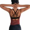 OYANUS Womens Summer Workout Tops Sexy Backless Yoga Shirts Open Back Activewear Running Sports Gym Quick Dry Tank Tops - red - X-Small