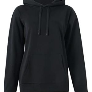 THE GYM PEOPLE Women's Basic Pullover Hoodie Loose fit Ultra Soft Fleece Hooded Sweatshirt with Pockets - Black - XL