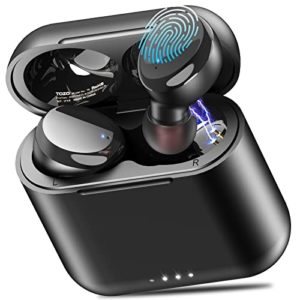 TOZO T6 True Wireless Earbuds Bluetooth Headphones Touch Control with Wireless Charging Case IPX8 Waterproof Stereo Earphones in-Ear Built-in Mic Headset Premium Deep Bass for Sport (Black)