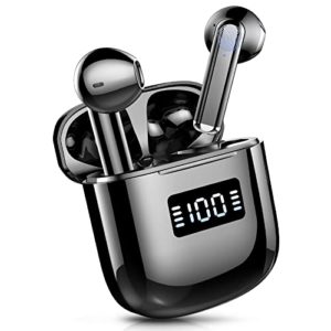 Wireless Earbuds, Wireless Headphones Bluetooth 5.3 Earphones with 4 Mics, 2023 Bluetooth Headphones In Ear Buds Wireless Earbuds Sport, ENC Noise Cancelling Earphones, HiFi Stereo, LED Display, Black