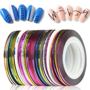 30 Pcs Mixed Colors Rolls Striping Tapes Nail Strips Tape Decoration Gold and Silver Sticker DIY Nail Art Decorations