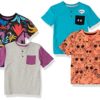 Amazon Essentials Boys' Short-Sleeve Henley T-Shirts (Previously Spotted Zebra), Pack of 4, Jungle/Cat, 11-12 Years