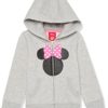 Amazon Essentials Disney | Marvel | Star Wars | Frozen | Princess Girls' Fleece Zip-Up Sweatshirt Hoodies (Previously Spotted Zebra), Minnie Dot Bow, 2 Years