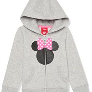 Amazon Essentials Disney | Marvel | Star Wars | Frozen | Princess Girls' Fleece Zip-Up Sweatshirt Hoodies (Previously Spotted Zebra), Minnie Dot Bow, 2 Years