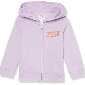 Amazon Essentials Disney | Marvel | Star Wars | Princess Girls' Fleece Zip-Up Hoodie Sweatshirts, Marvel Logo, 3 Years