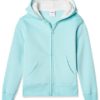 Amazon Essentials Girls' Fleece Zip-Up Hoodie Sweatshirt, Aqua Blue, 3 Years