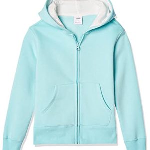 Amazon Essentials Girls' Fleece Zip-Up Hoodie Sweatshirt, Aqua Blue, 3 Years