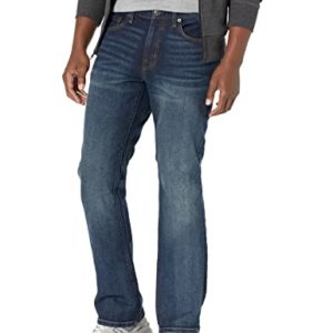 Amazon Essentials Men's Slim-Fit Stretch Bootcut Jean, Dark Wash, 34W / 32L