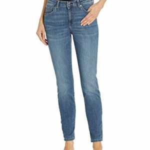 Amazon Essentials Women's Mid-Rise Curvy Skinny Jean, Medium Wash, 10
