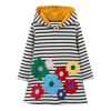 Baogaier Kids Girls Hooded Dress Stripe Flower Hoodies Pullover Sweatshirt Jumper Long Sleeves Cotton Applique Spring Autumn Winter Causal Hoody Dresses Tops Sweater Outfits Little Girl Age 3-4 Years