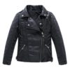 Bebone Children's Collar Motorcycle Leather Coat Boys Faux Leather Jacket (13-14 Years) Black