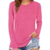BeLuring Top for Women Casual Long Sleeve Tshirt Work Crew Neck Tee Pink Size 12 14