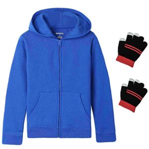 Bienzoe Girl's Anti-Pilling Soft Fleece Zip-Up School Uniform Hoodie Blue 6