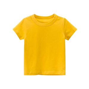 Boy Small Long Sleeve Shirt Toddler Kids Girls Boys Short Sleeve Basic T Shirt Casual Summer Tees Shirt Tops Solid Color Place Us (Yellow, 1 Year)