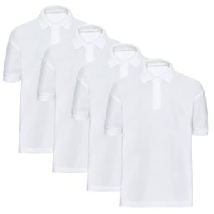 Bratatatmania Kids School Plain Polo Shirts - Pack of 4 Boys and Girls Short Sleeve 100% Cotton Plain Polo Neck T Shirt Ideal for PE and School Uniform White