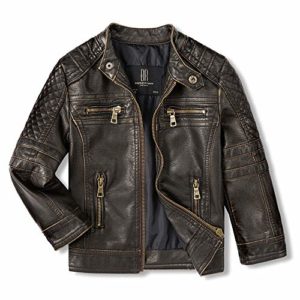 Budermmy Jackets for Boys Faux Leather Toddler Girls Motorcycle Jackets Kids Coats Waterproof and Windproof - black - 11-12 Years