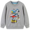 Bumeex Toddler Boy's Cotton Crewneck Sweatshirt 2-7T, Grey Bulldozer, 4 Years