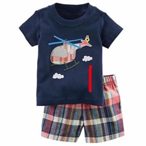 Bumeex Toddler Boy's Short Sleeve T-Shirt and Short Outfit Set 2-7T, Dark Blue,yellow,red and White, 4 Years