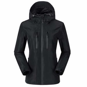CAMEL CROWN Women's Lightweight Rain Jacket Waterproof Windbreaker Hooded Coat Shell for Outdoor Hiking Climbing Traveling - Black - XX-Large