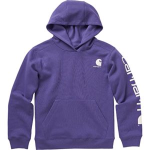 Carhartt Girls' Knit Long Sleeve Hoodedneck Sweatshirt, Ultra Violet, 6