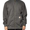 Carhartt Men's Rain Defender Loose Fit Heavyweight Full-Zip Mock-Neck Sweatshirt, Carbon Heather, 2X-Large