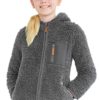 CityComfort Fleece Jacket for Kids, Zip Up Fuzzy Teddy Hoodie (Grey, 11-12 Years)