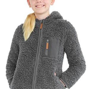 CityComfort Fleece Jacket for Kids, Zip Up Fuzzy Teddy Hoodie (Grey, 11-12 Years)