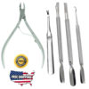 CUTICLE NIPPER PUSHER INGROWN TOENAIL LIFTER PEDICURE NAIL CARE TOOLS (5 PC)