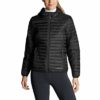 Eddie Bauer Women's Microlight Down Hooded Jacket, Black, S